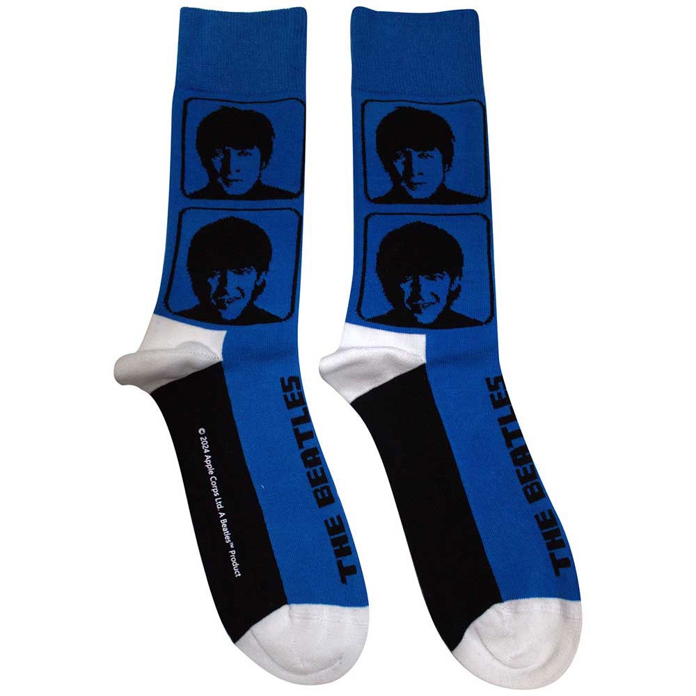 The Beatles - A Hard Day's Night Headshots Enkelsokken - Blauw